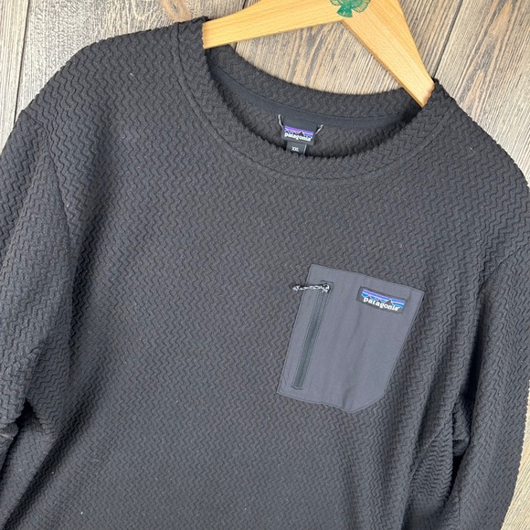 Patagonia R1 Air Crew Fleece Pullover Sweatshirt Mens XXL Black Zig Zag 40235